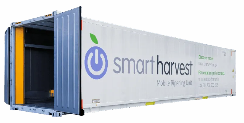 Mobile ripening unit with doors open